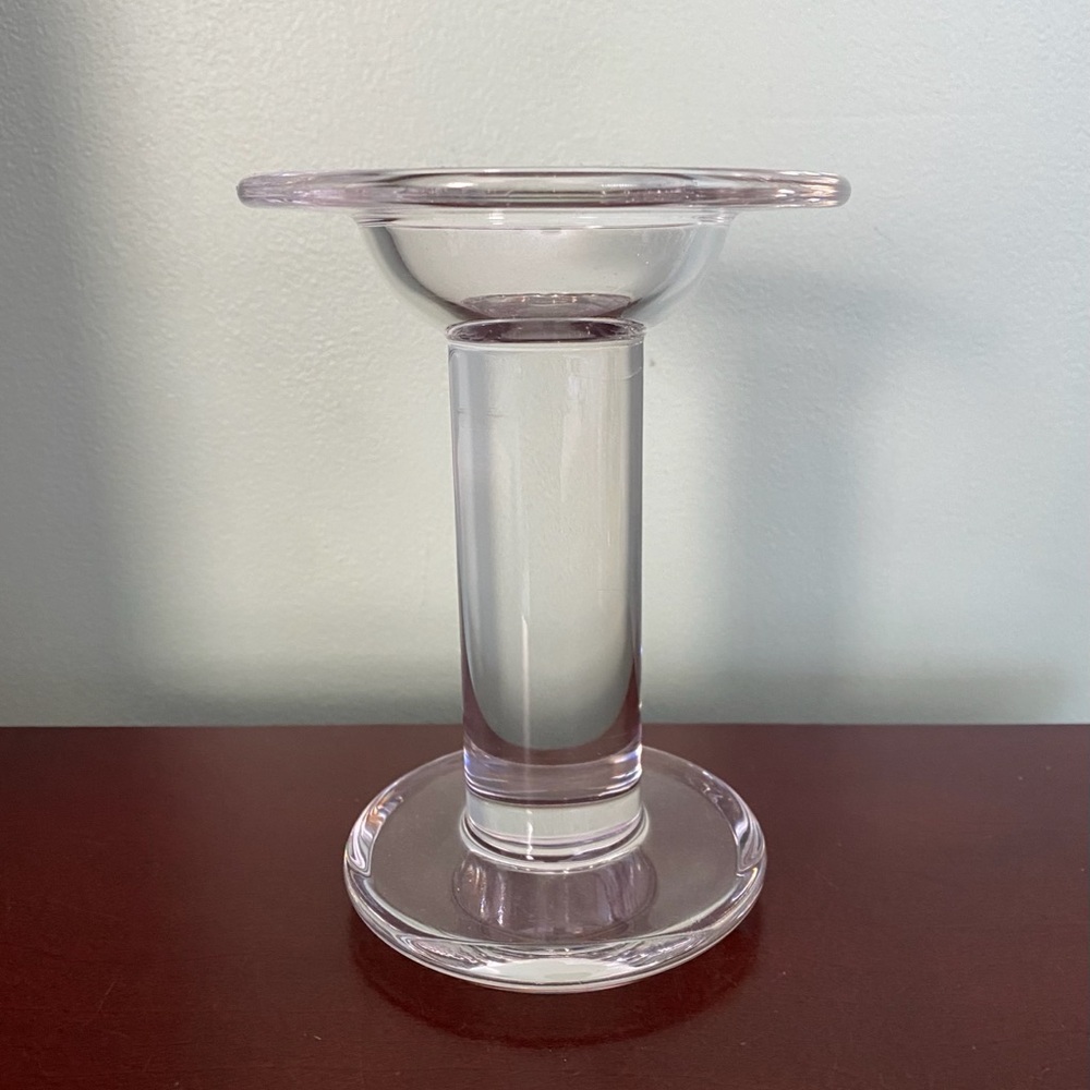 🍀Marc Aurel Signed Clear Glass Candle Holder